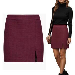 WILFRED Aritzia Patio High Waisted Mini Skirt Size 4 Claudine Spiced Burgundy